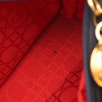 Dior Handbag Lady Cannage 2-Way Black Nylon Patent Tote — view 5