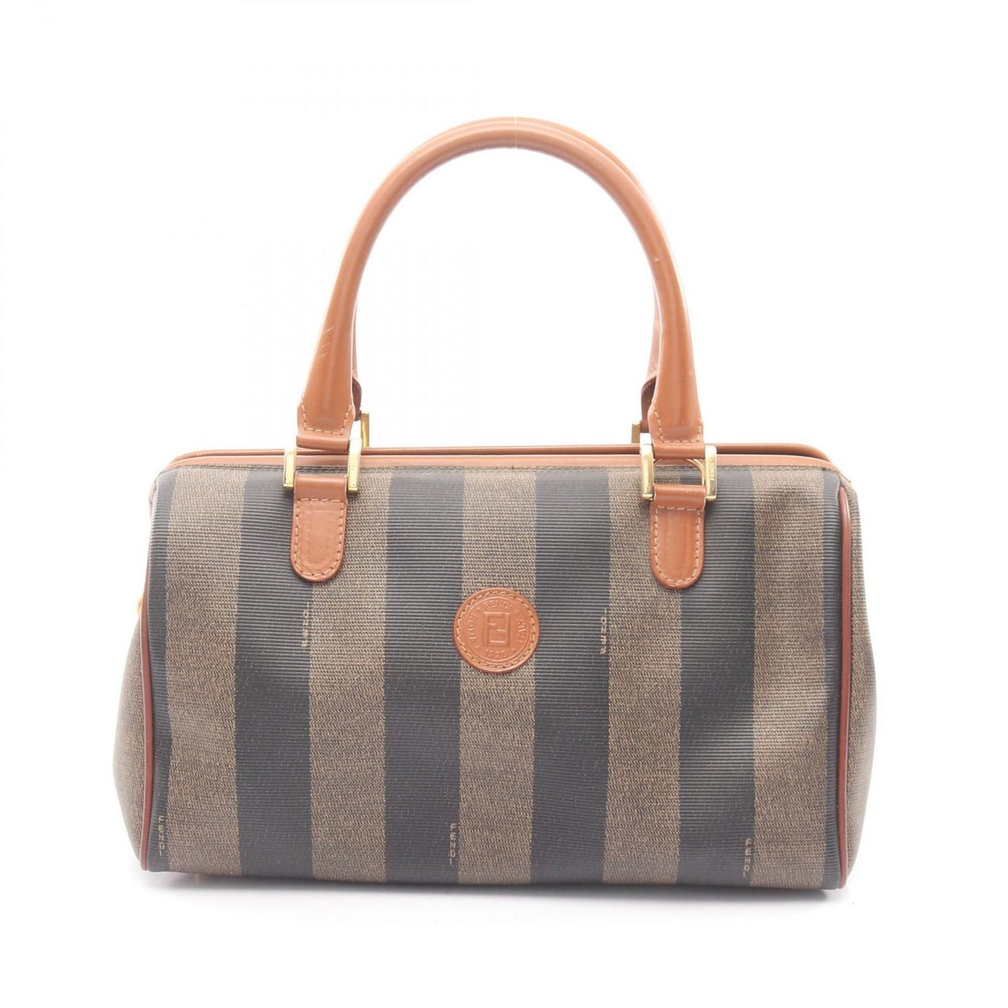 Fendi Handbag Pecan Brown Canvas Leather