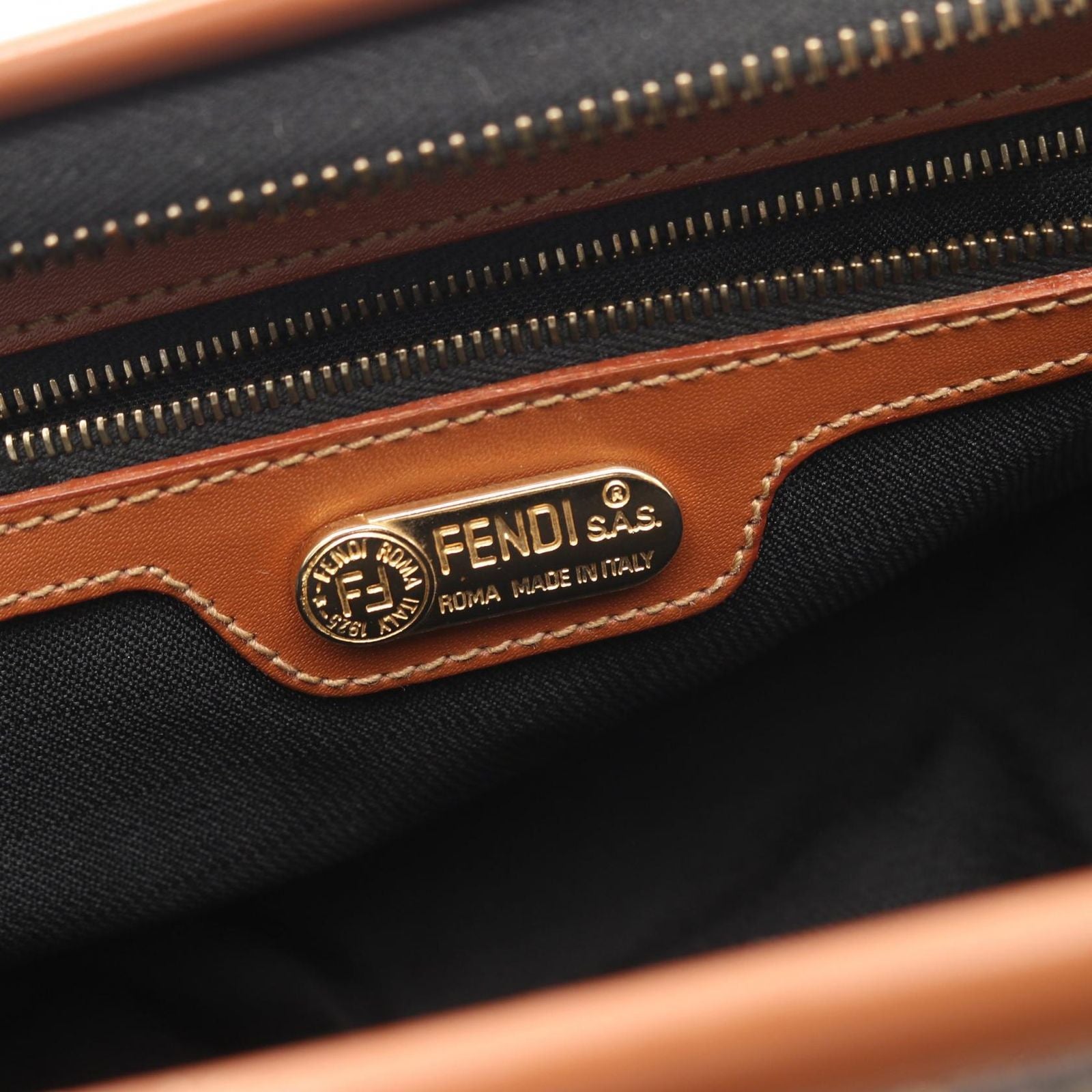 Fendi Handbag Pecan Brown Canvas Leather — view 4