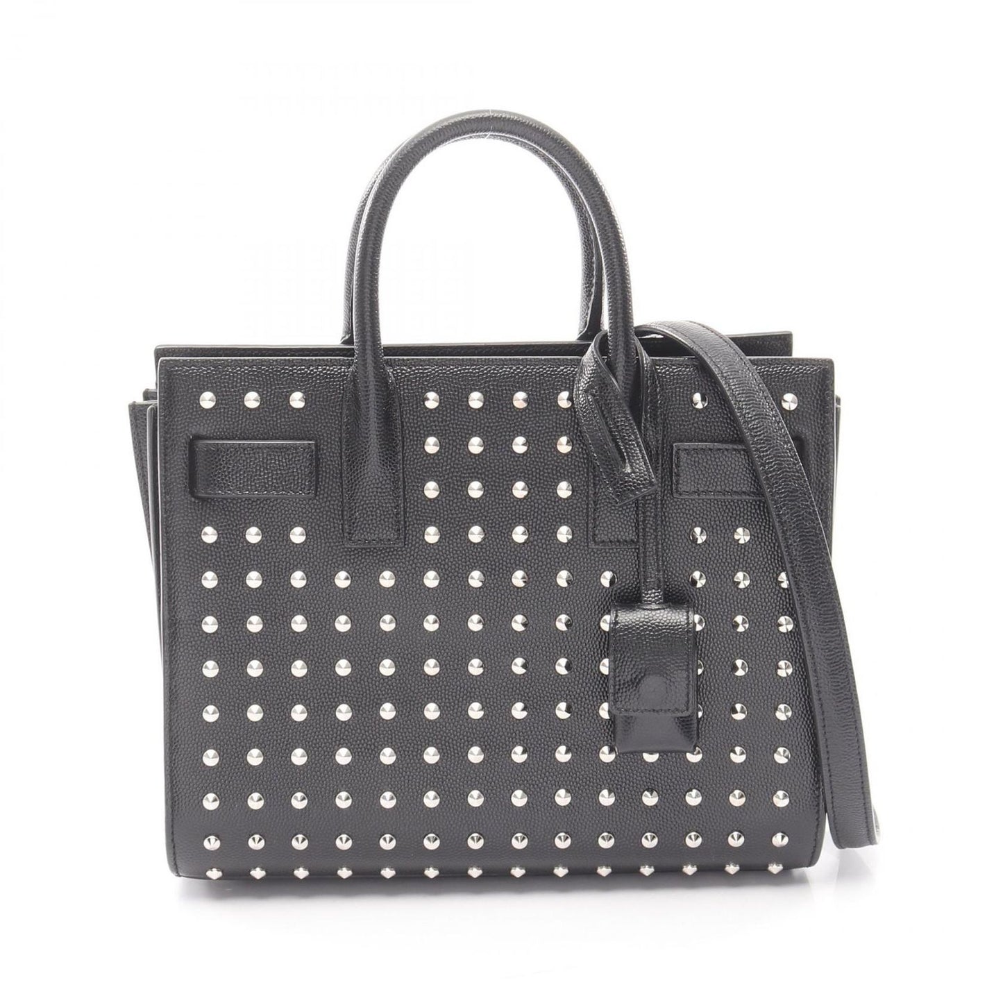 Saint Laurent Paris Handbag Classic Nano Sac de Jour Studs 2-Way Black Leather