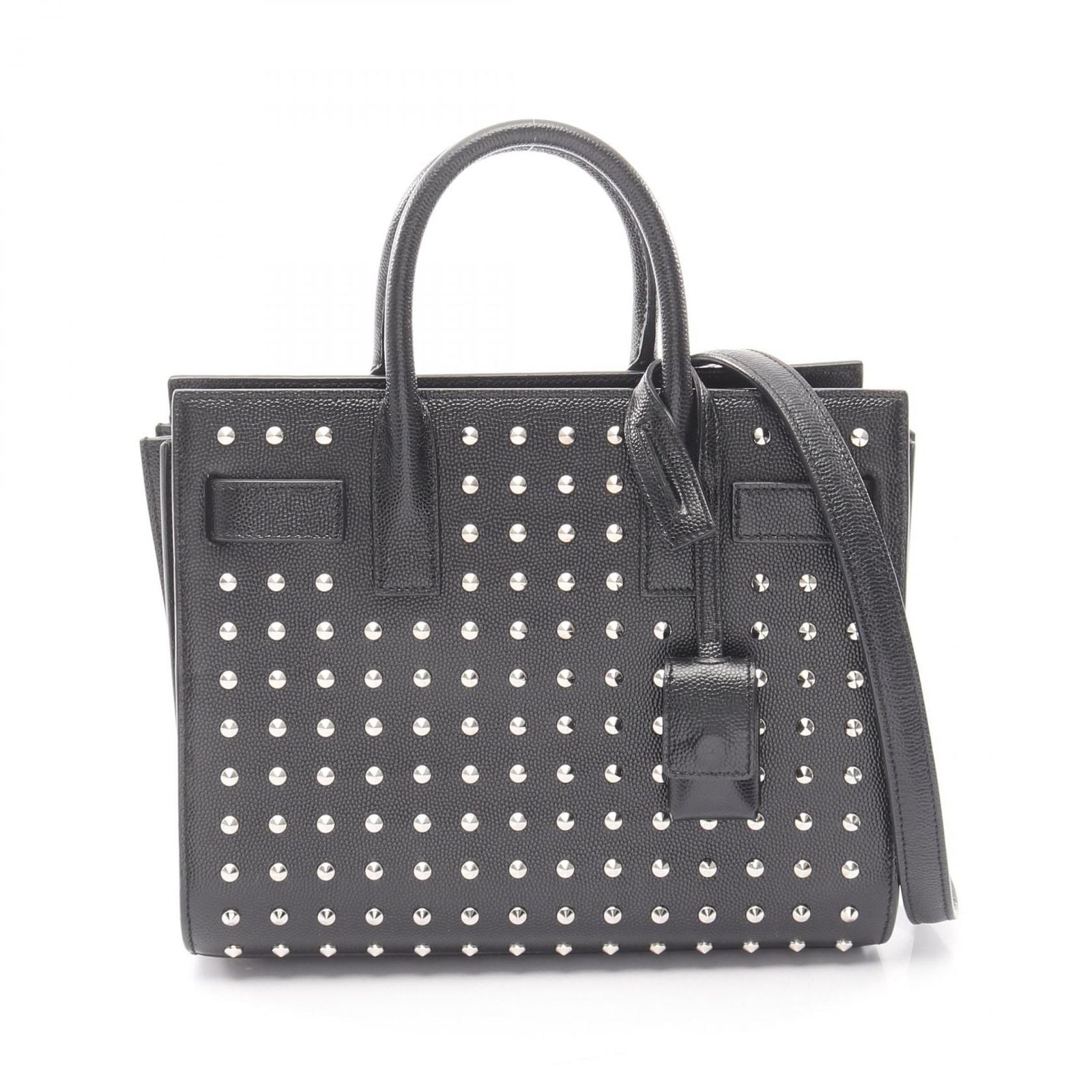 Saint Laurent Paris Handbag Classic Nano Sac de Jour Studs 2-Way Black Leather
