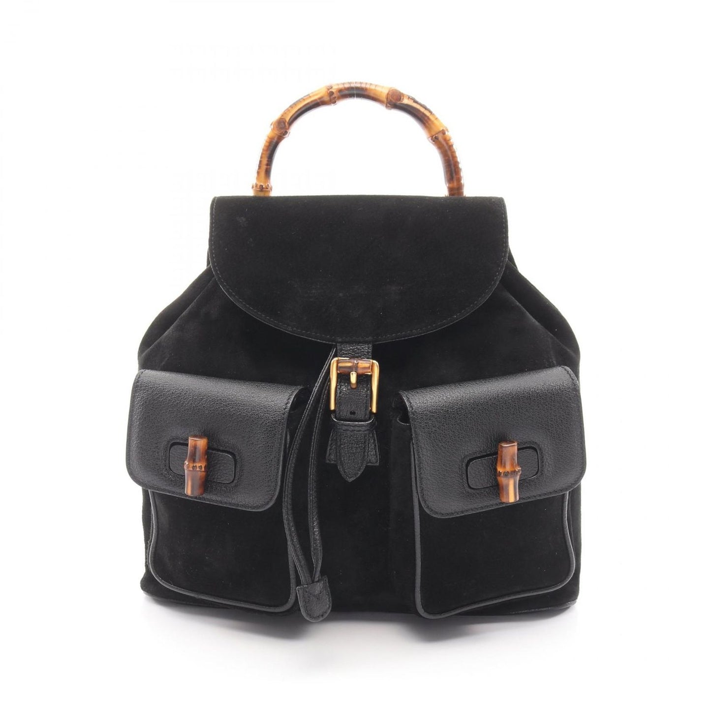 Gucci Backpack Bamboo 003 Black Suede Leather