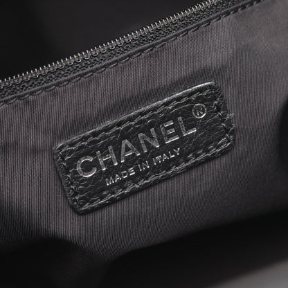 Chanel Tote Paris Biarritz MM Black Leather Canvas — view 4