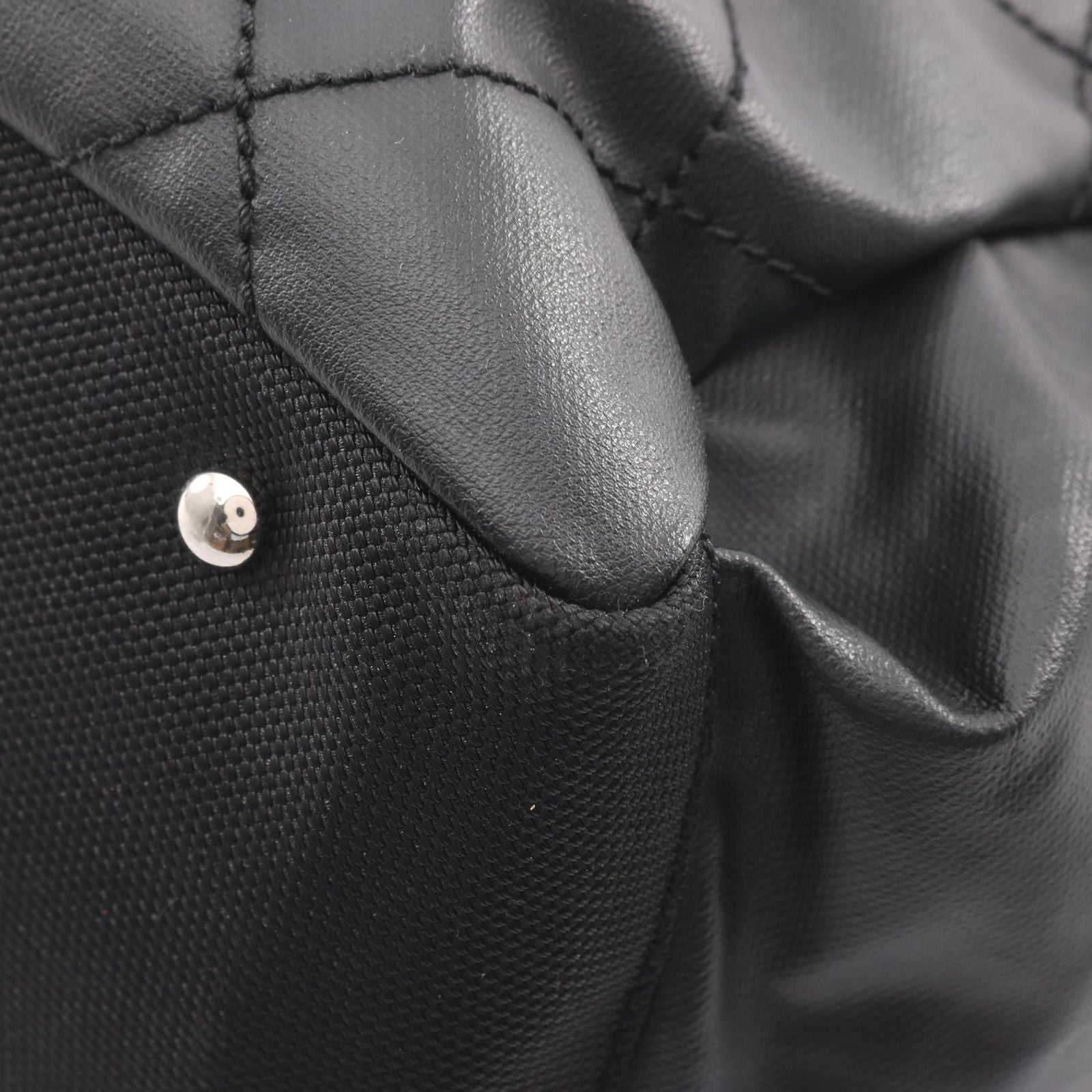 Chanel Tote Paris Biarritz MM Black Leather Canvas — view 7