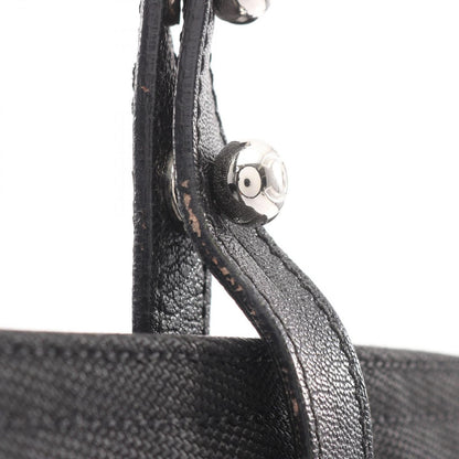 Chanel Tote Paris Biarritz MM Black Leather Canvas — view 6