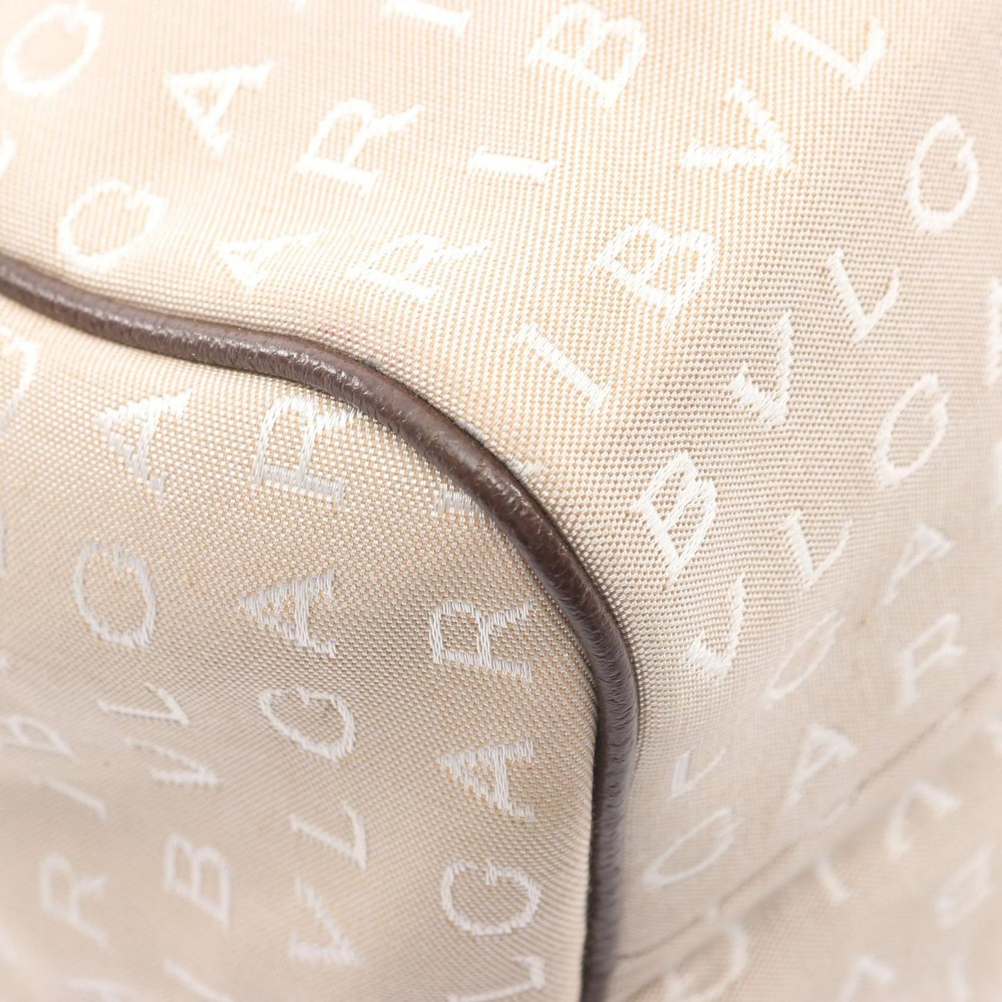Bvlgari Handbag Logo Mania Beige Canvas Leather — view 7