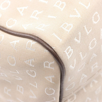 Bvlgari Handbag Logo Mania Beige Canvas Leather — view 7