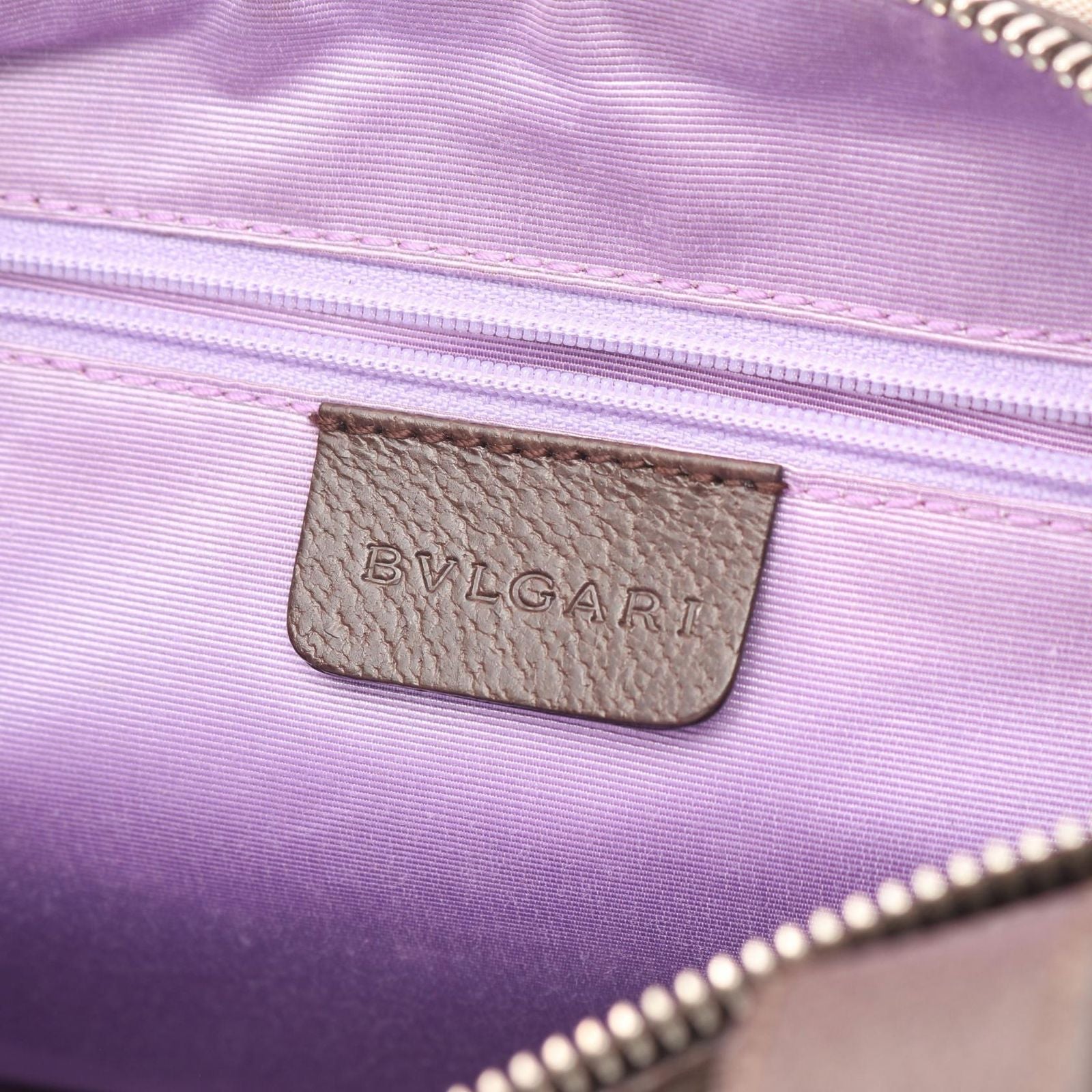 Bvlgari Handbag Logo Mania Beige Canvas Leather — view 4