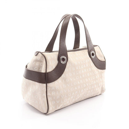 Bvlgari Handbag Logo Mania Beige Canvas Leather — view 2