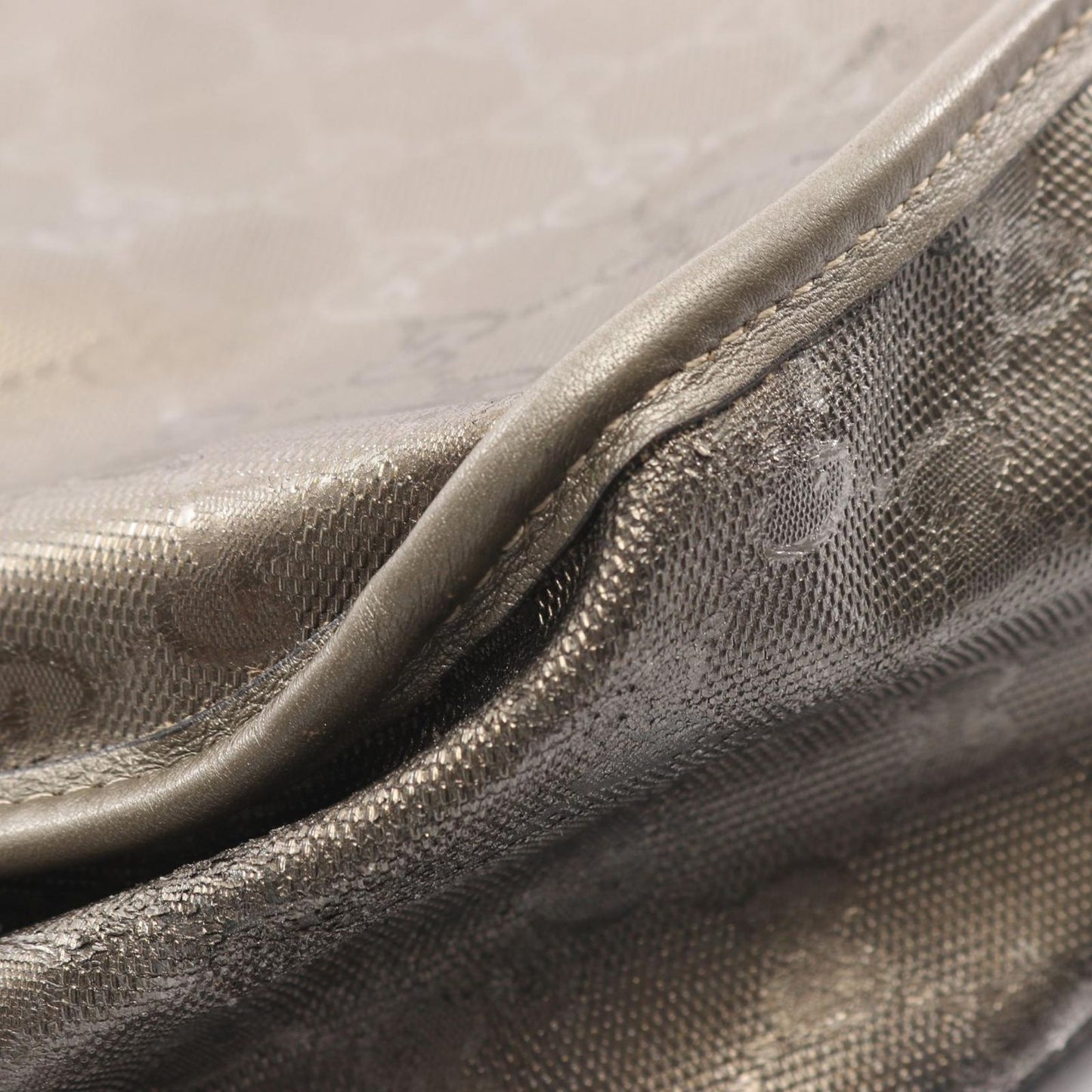 Gucci Shoulder Bag GG Supreme Metallic Brown Canvas Leather — view 9