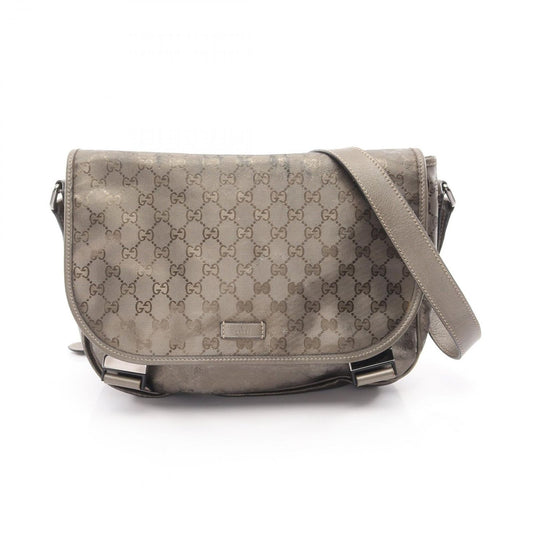 Gucci Shoulder Bag GG Supreme Metallic Brown Canvas Leather
