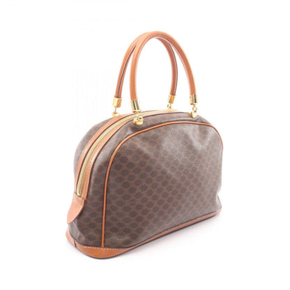 Celine Handbag Macadam Brown Dark Canvas Leather Half Moon Mini Boston — view 2