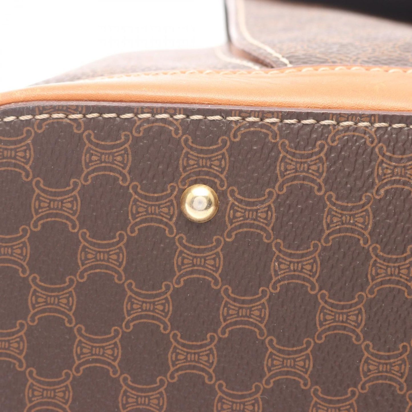 Celine Handbag Macadam Brown Dark Canvas Leather Half Moon Mini Boston — view 8