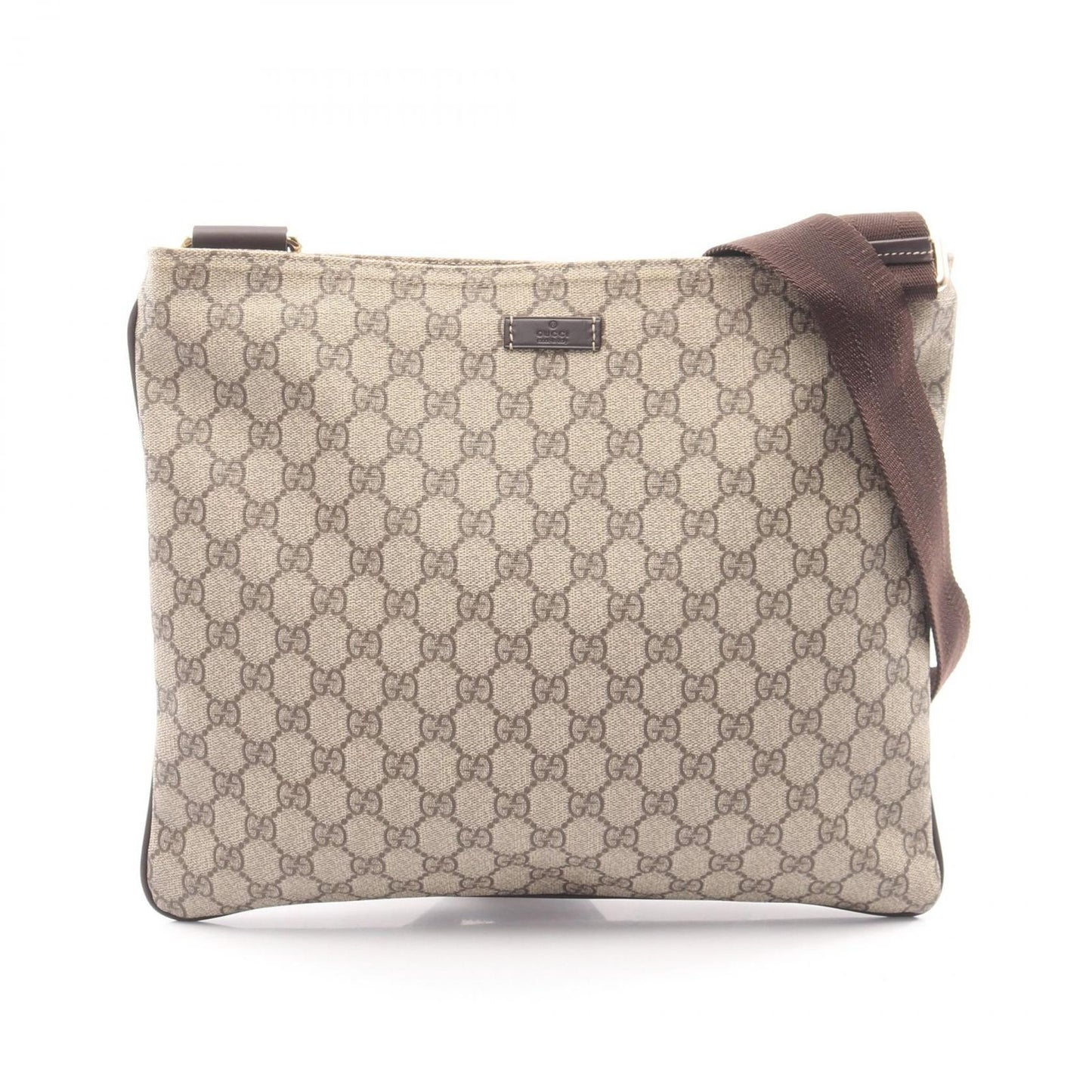 Gucci Shoulder Bag GG Supreme Beige Brown Canvas Leather
