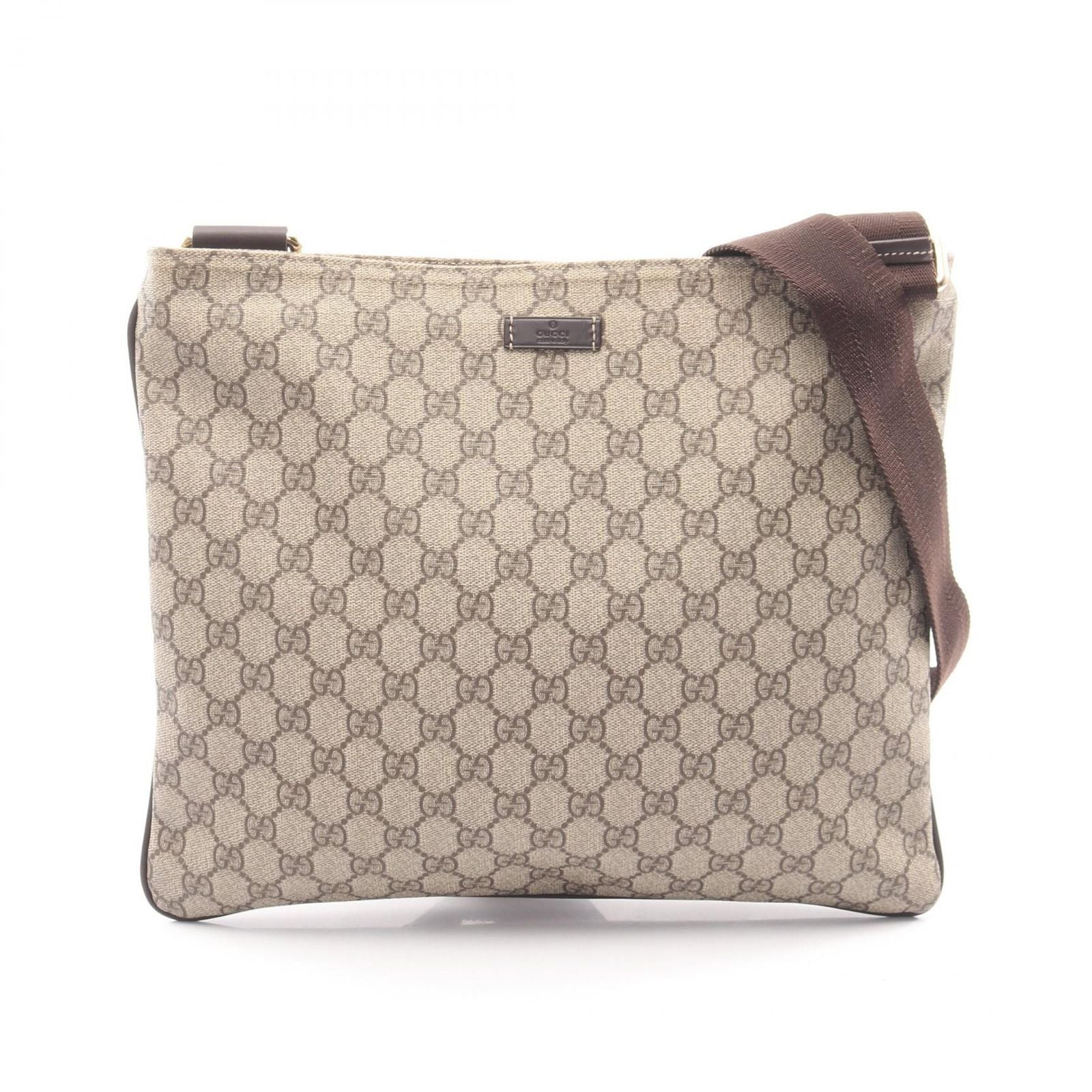 Gucci Shoulder Bag GG Supreme Beige Brown Canvas Leather