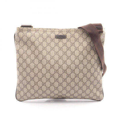 Gucci Shoulder Bag GG Supreme Beige Brown Canvas Leather