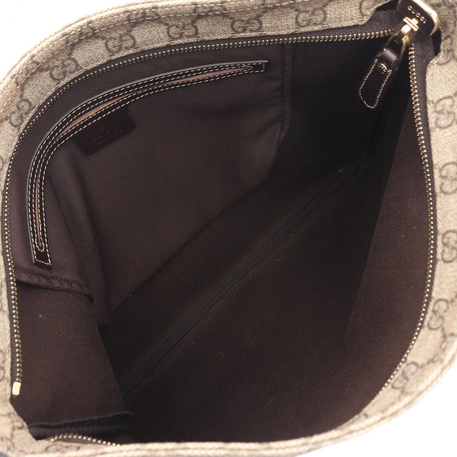 Gucci Shoulder Bag GG Supreme Beige Brown Canvas Leather — view 3