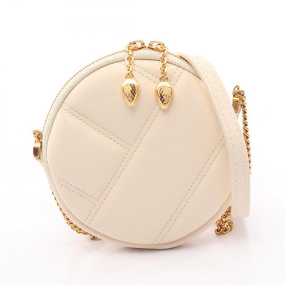 Bvlgari Shoulder Bag Serpenti Cabochon Mini Pochette Ivory Leather