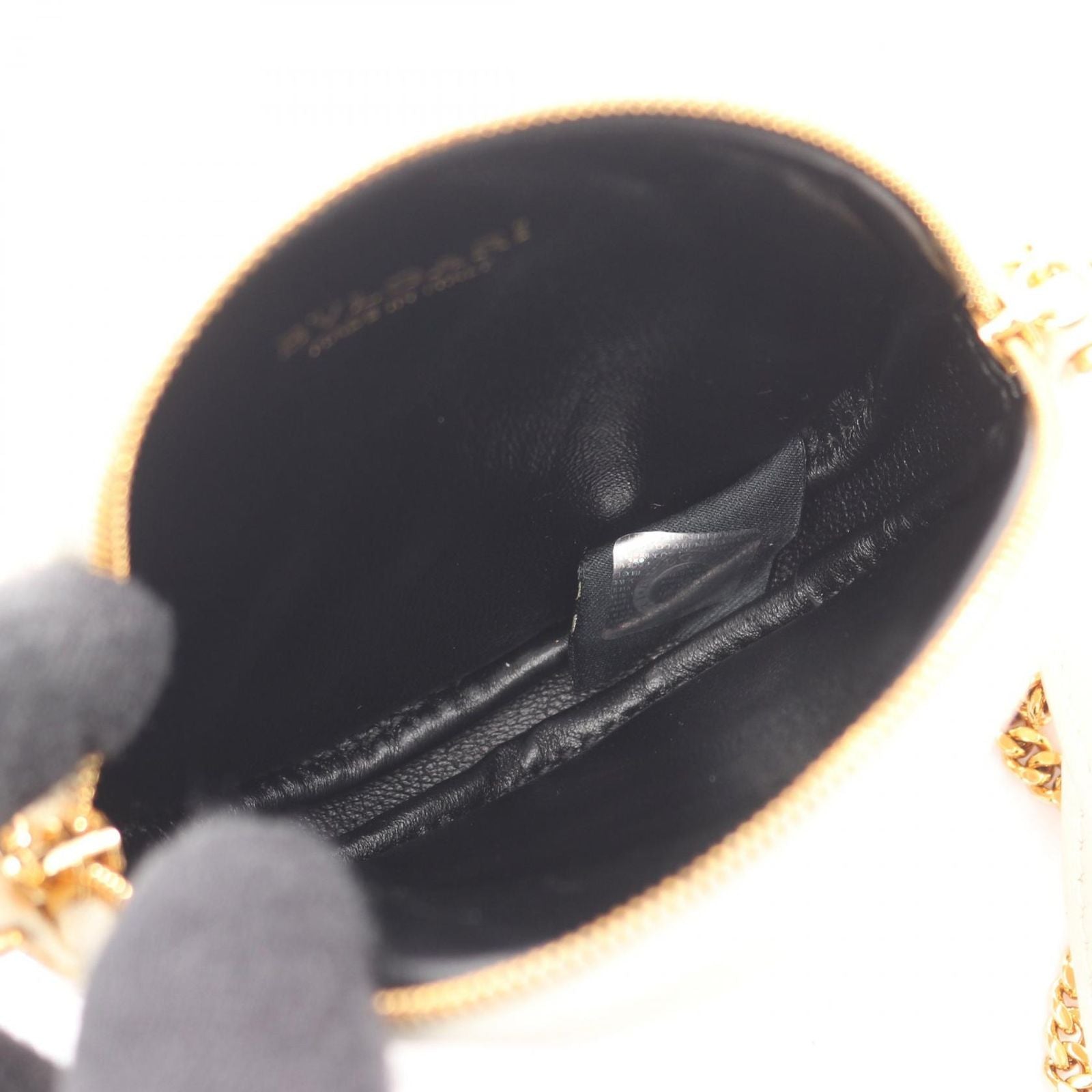 Bvlgari Shoulder Bag Serpenti Cabochon Mini Pochette Ivory Leather — view 3