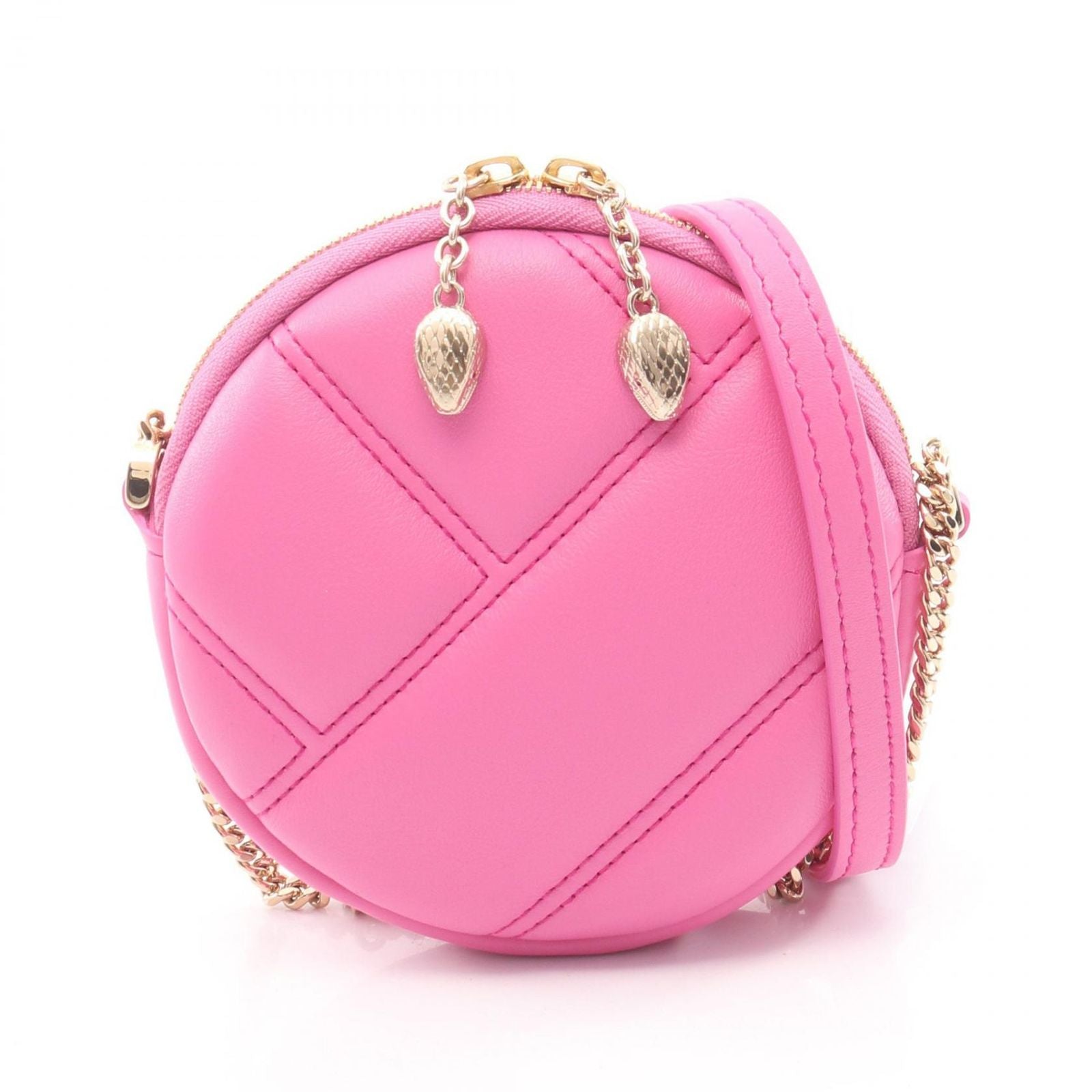 Bvlgari Shoulder Bag Serpenti Cabochon Mini Pochette Pink Leather
