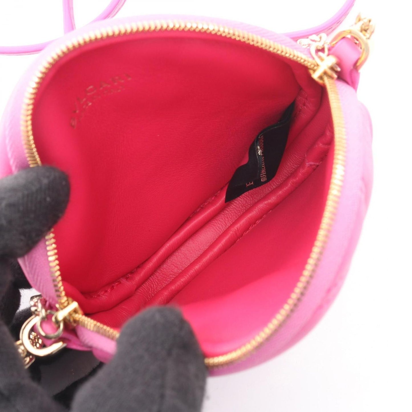 Bvlgari Shoulder Bag Serpenti Cabochon Mini Pochette Pink Leather — view 3