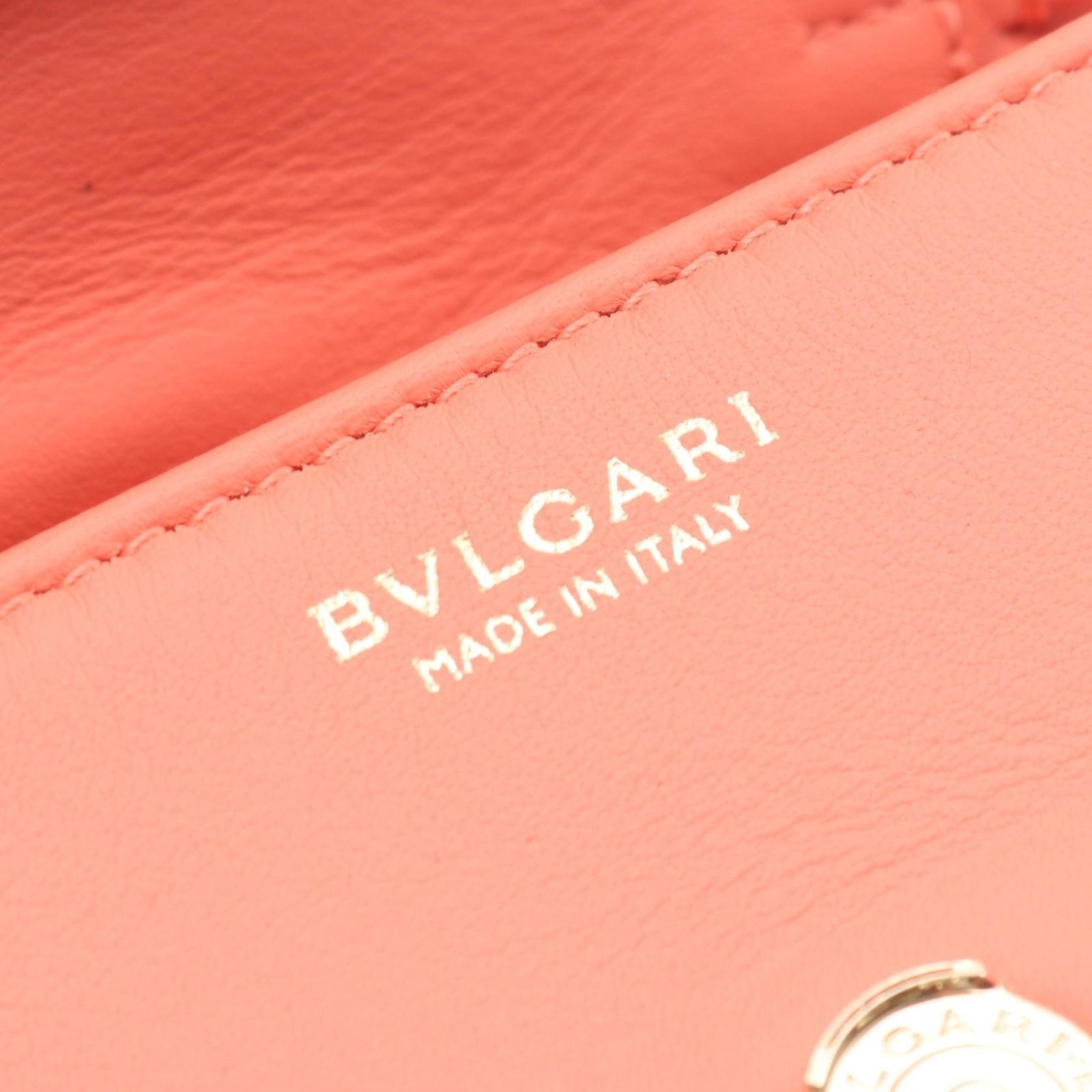 Bvlgari Shoulder Bag Serpenti Cabochon Micro Orange Leather — view 4