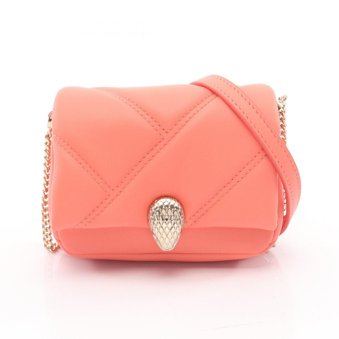 Bvlgari Shoulder Bag Serpenti Cabochon Micro Orange Leather