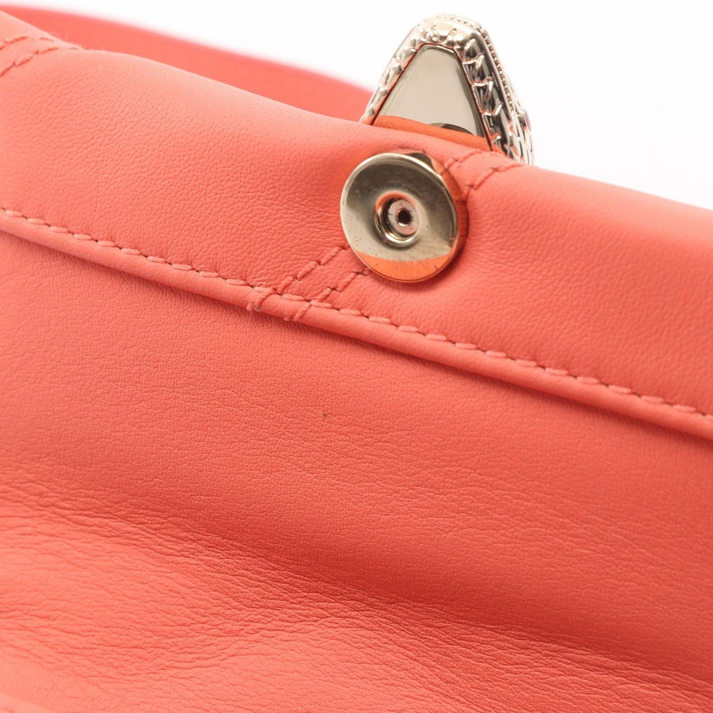 Bvlgari Shoulder Bag Serpenti Cabochon Micro Orange Leather — view 7