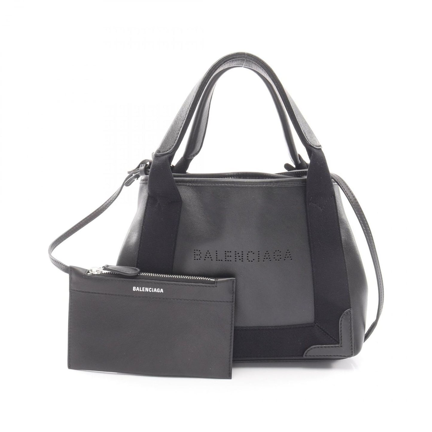 Balenciaga Handbag Navy Cabas XS 2-Way Black Leather
