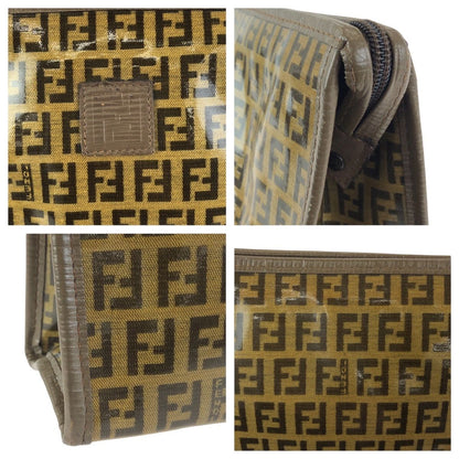Fendi Zucchino Brown Leather Clutch — view 5