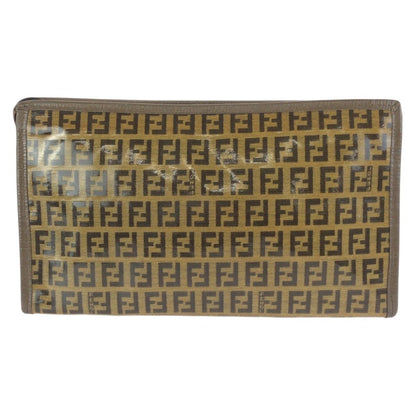 Fendi Zucchino Brown Leather Clutch — view 2