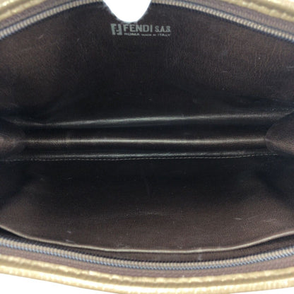 Fendi Zucchino Brown Leather Clutch — view 8