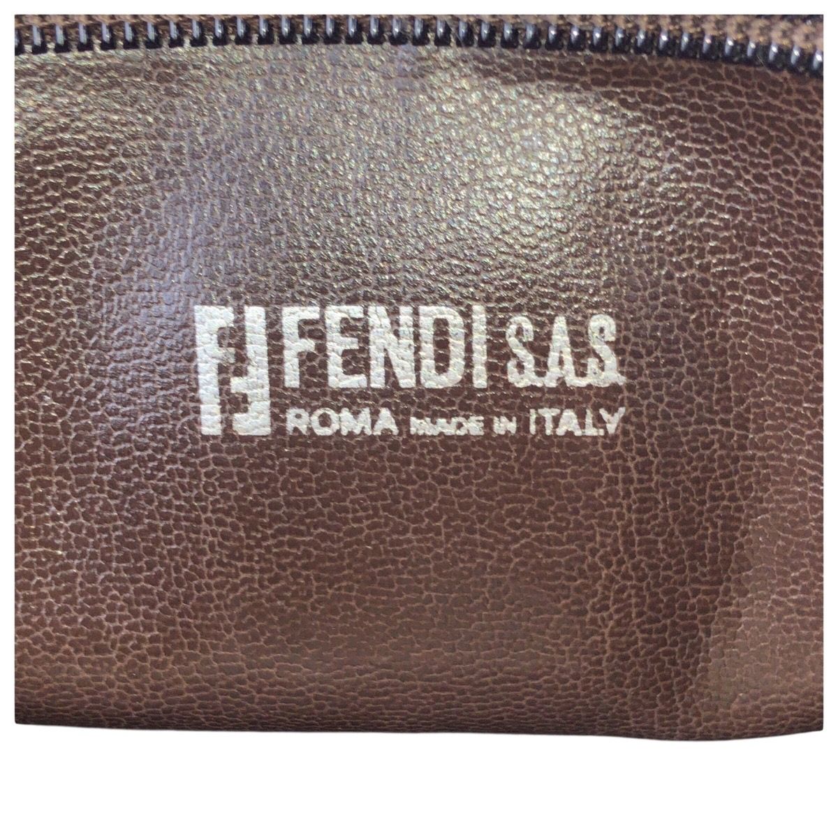 Fendi Zucchino Brown Leather Clutch — view 4