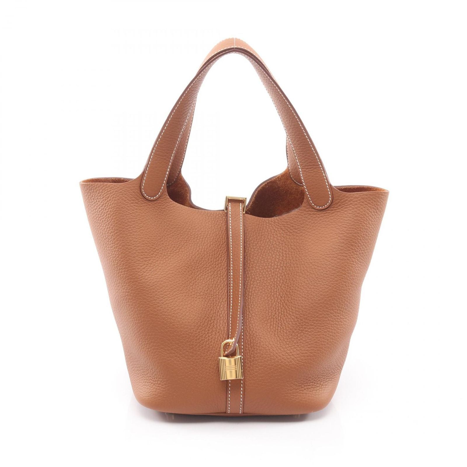 Hermes Handbag Picotin Lock MM Gold Leather