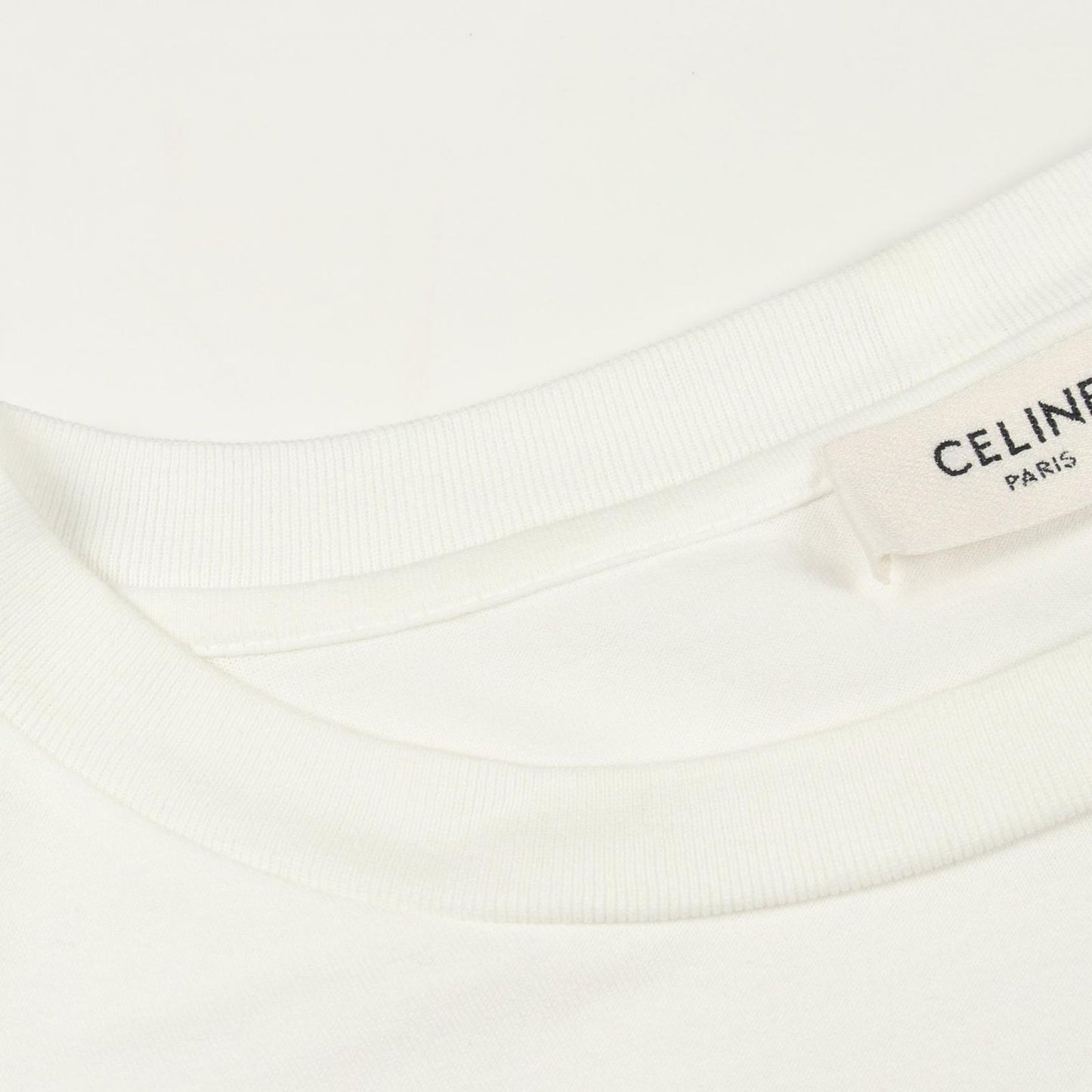 Celine Short Sleeve T-Shirt Logo Print Mesh Trim Leopard Oversize White Cotton — view 5