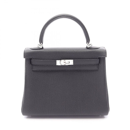 Hermes Handbag Kelly 25 Retourne 2-Way Black Leather