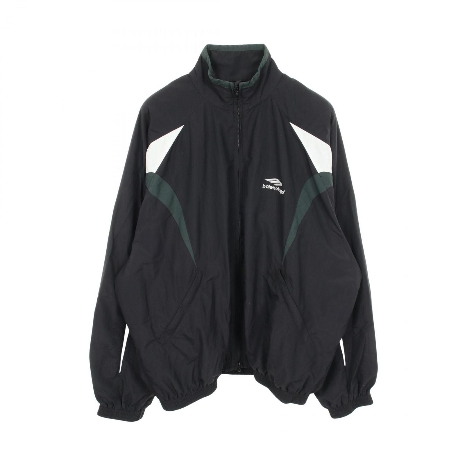 Balenciaga Logo Embroidery Black Nylon Track Jacket