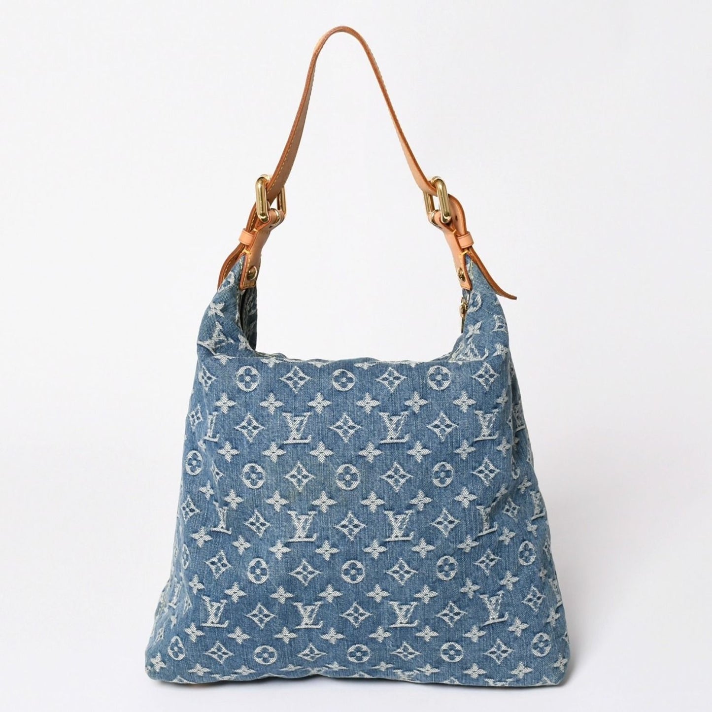 Louis Vuitton Baggy GM Shoulder Bag Monogram Denim Blue Gold — view 2