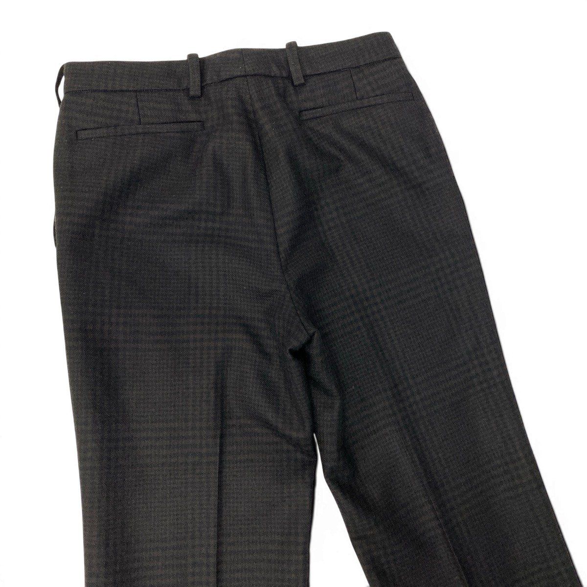 Hermes Trousers Pants Pleated Plaid Pattern 34 Dark Brown Color Wool — view 4