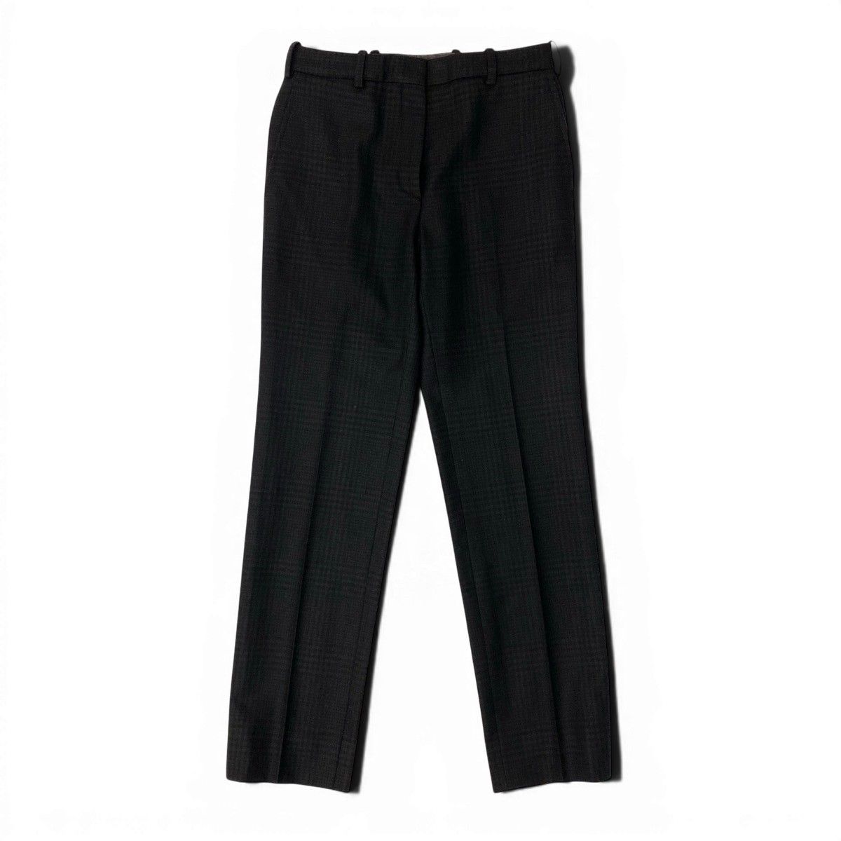 Hermes Trousers Pants Pleated Plaid Pattern 34 Dark Brown Color Wool — view 2