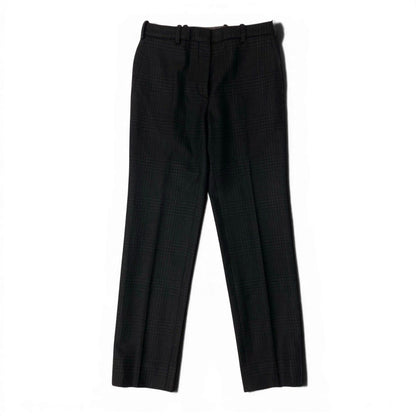 Hermes Trousers Pants Pleated Plaid Pattern 34 Dark Brown Color Wool — view 2