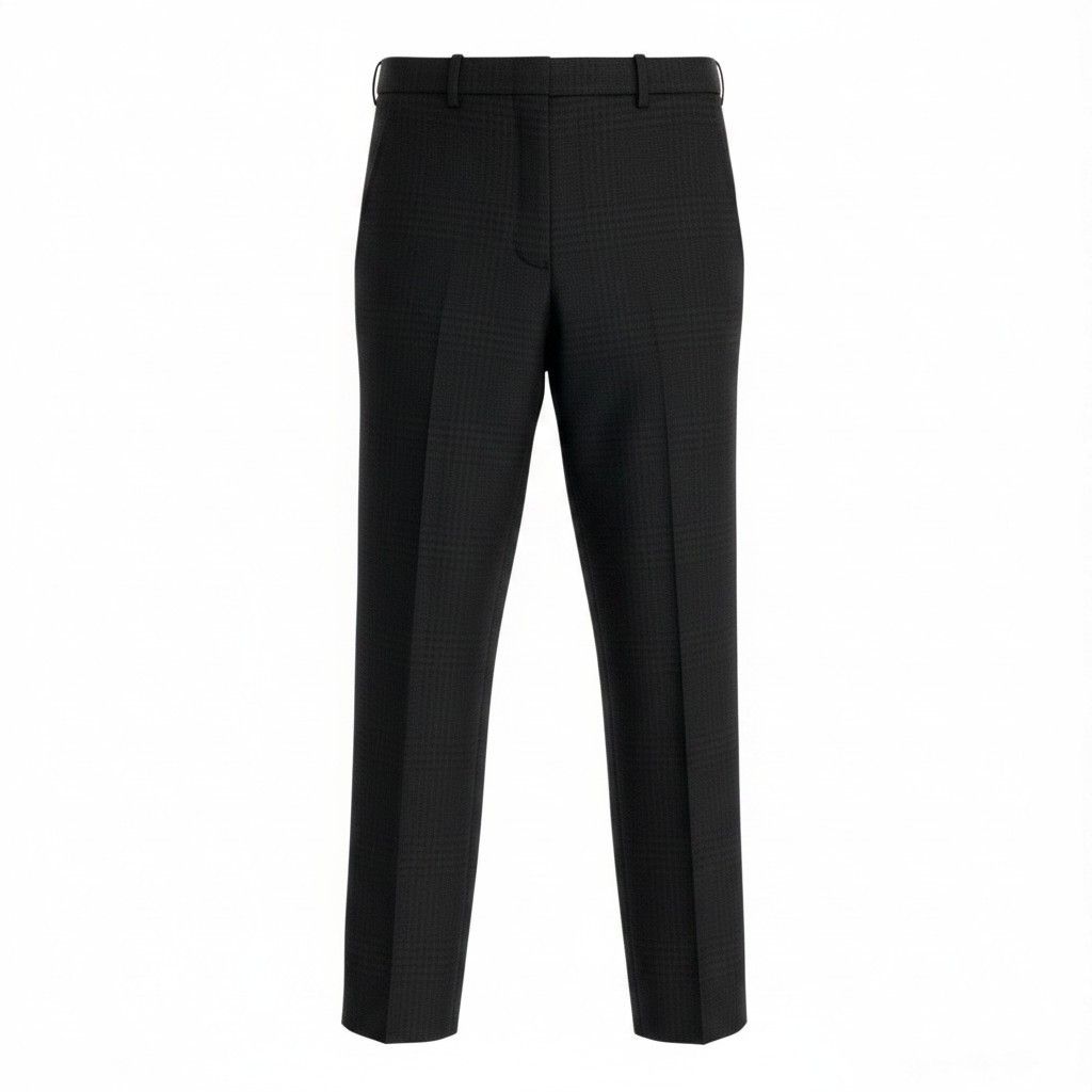 Hermes Trousers Pants Pleated Plaid Pattern 34 Dark Brown Color Wool