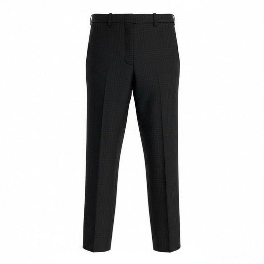 Hermes Trousers Pants Pleated Plaid Pattern 34 Dark Brown Color Wool