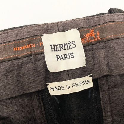 Hermes Trousers Pants Pleated Plaid Pattern 34 Dark Brown Color Wool — view 8