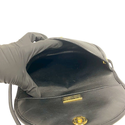 Dior Vintage CD Logo Leather Shoulder Bag Pochette Black — view 9