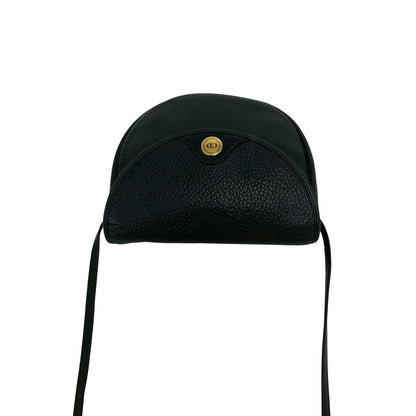 Dior Vintage CD Logo Leather Shoulder Bag Pochette Black — view 4