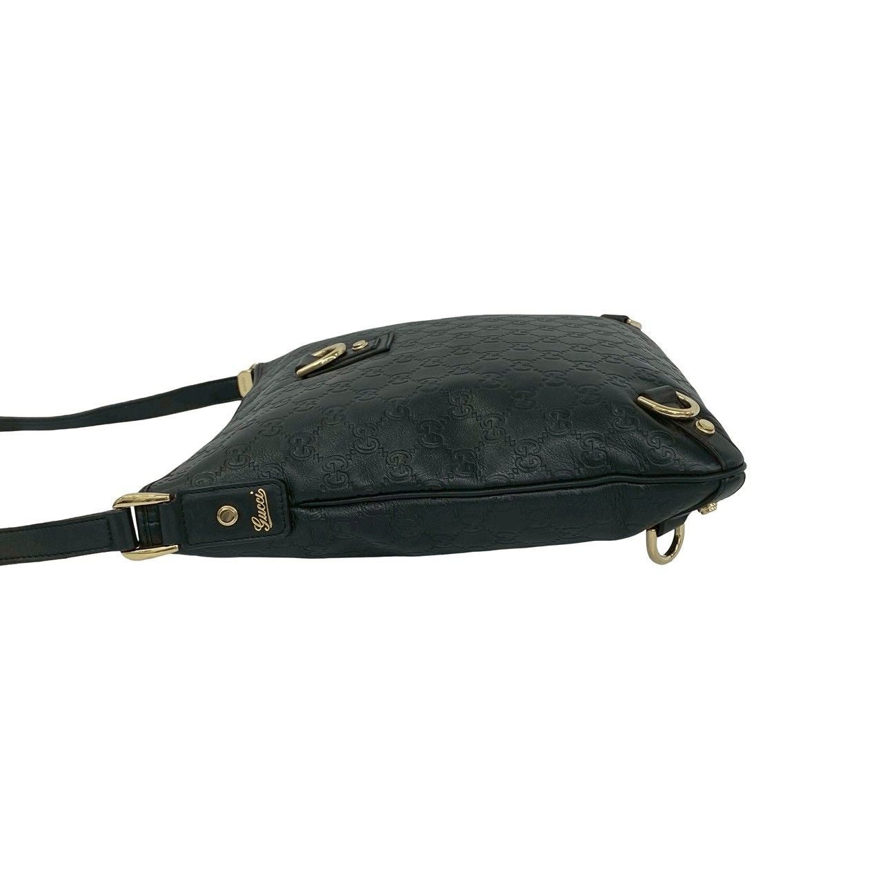 Gucci Abbey Guccissima GG Logo Leather Crossbody Shoulder Bag Black — view 5