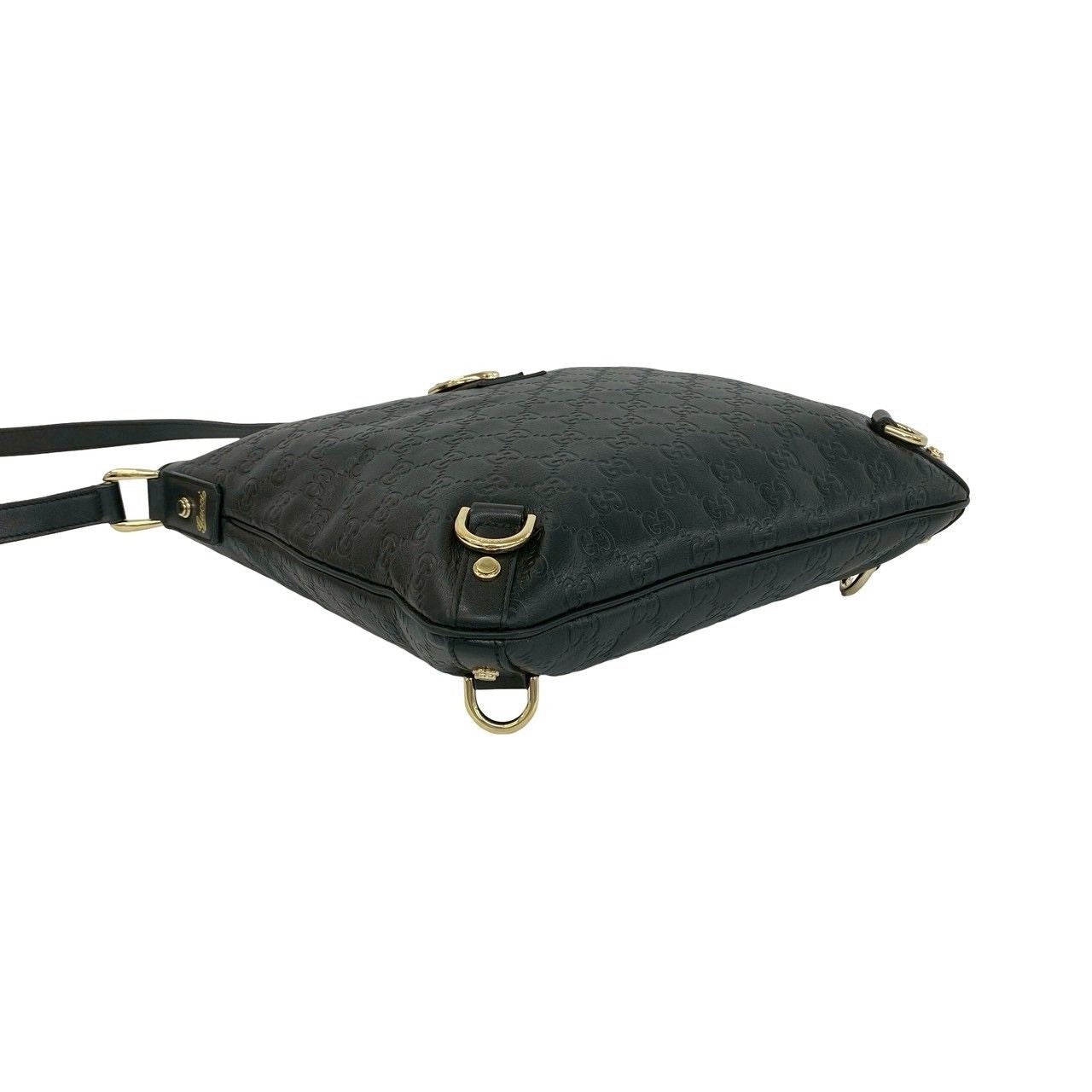 Gucci Abbey Guccissima GG Logo Leather Crossbody Shoulder Bag Black — view 7
