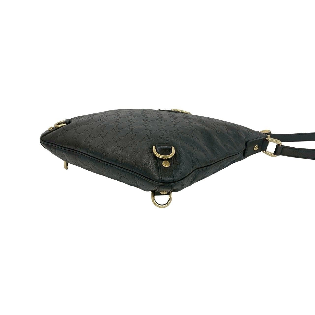 Gucci Abbey Guccissima GG Logo Leather Crossbody Shoulder Bag Black — view 8