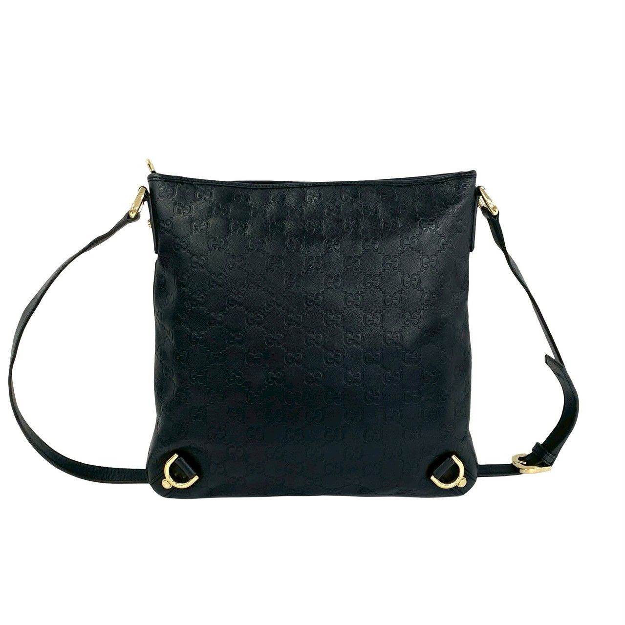 Gucci Abbey Guccissima GG Logo Leather Crossbody Shoulder Bag Black — view 3